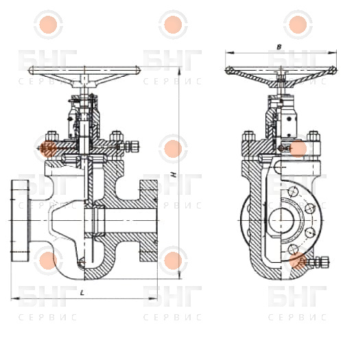 Задвижка шиберная устьевая DN 50 PN 70 чертеж