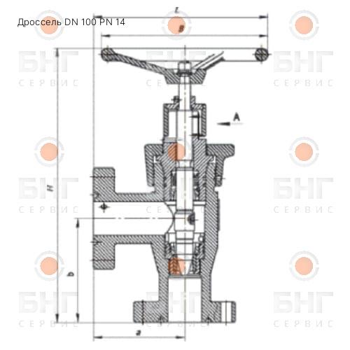 Дроссель DN 50 PN 14 чертеж