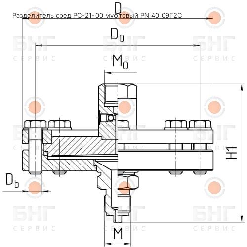 Разделитель сред РС-21-00 муфтовый PN 40 09Г2С чертеж